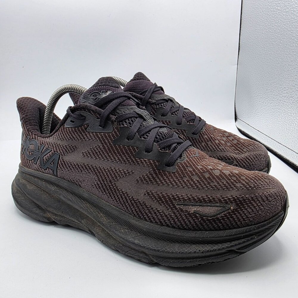 Hoka One One Clifton 9 Mens Size 9 Triple Black Athletic Running Shoes Outdoors